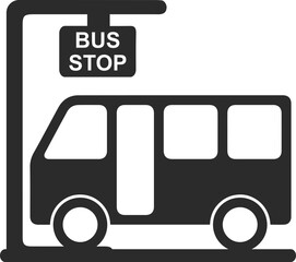 Bus stop icon, transportation icon black vector