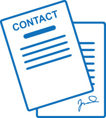 Contact paper signing icon, business contact signing icon blue vector