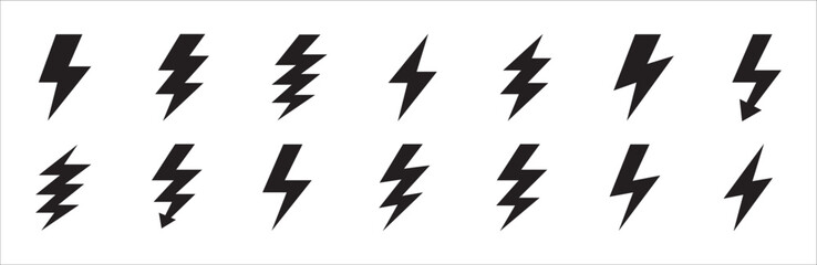 Fototapeta Electric power icon. Thunder bolt lightning icons set. Flash lightning sign vector collection. Various vector stock symbol illustration of thunderbolt electric flashes. obraz