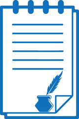 Paper pen icon, stationery icon blue vector