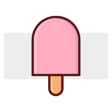 pink cartoon ice cream stick. Sweet food. Vector illustration. Stock image.