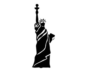 black abstract logo of the Statue of liberty