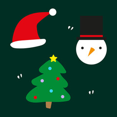 Cartoon snowman christmas tree hat for decoration design. Holiday christmas objects. Vector illustration. Stock image.
