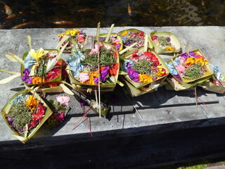Balinese traditional offerings that exist in every place of worship and Balinese traditional events