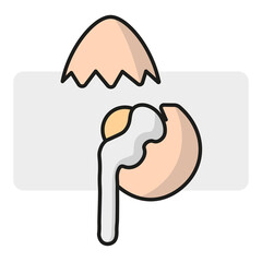 broken egg cartoon icon. Vector illustration. Stock image.