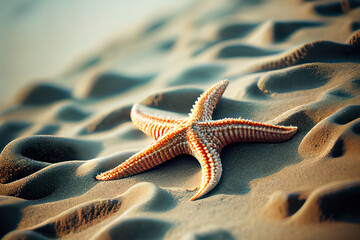 Starfish on the Beach with copy space - obrazy, fototapety, plakaty