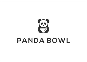 panda bowl logo. panda icon vector illustration template