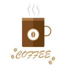 Doodle cartoon coffee cup. Retro cartoon pattern. Concept art. Vector illustration. stock image.