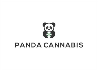 Fototapeta premium panda cannabis medical logo vector illustration template