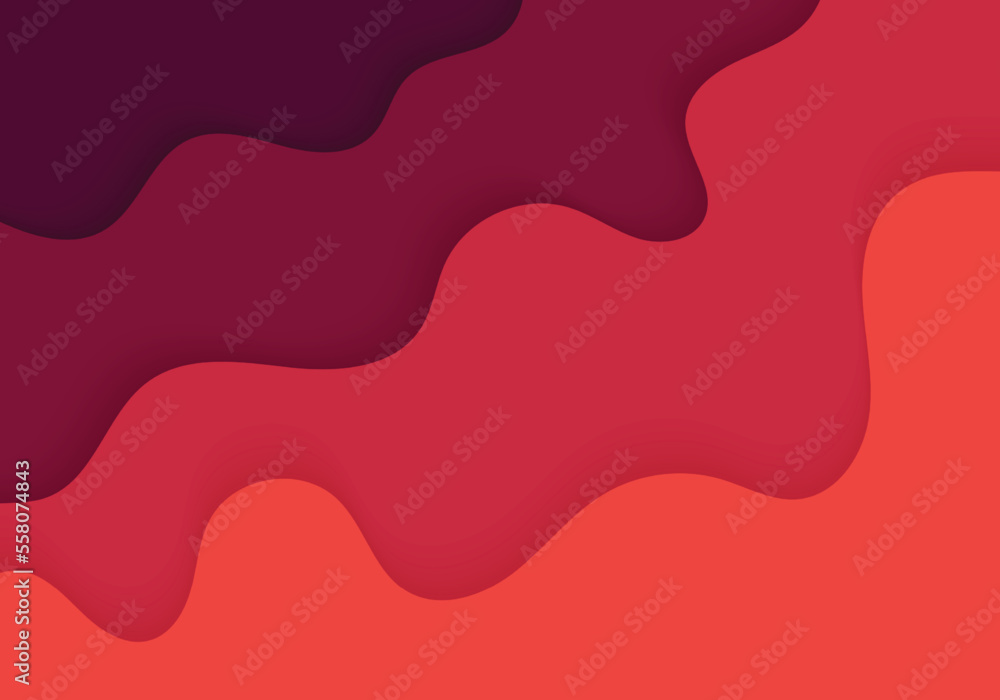 Poster abstract gradient red and magenta wavy pattern design with papercut design and shadow. overlapping d