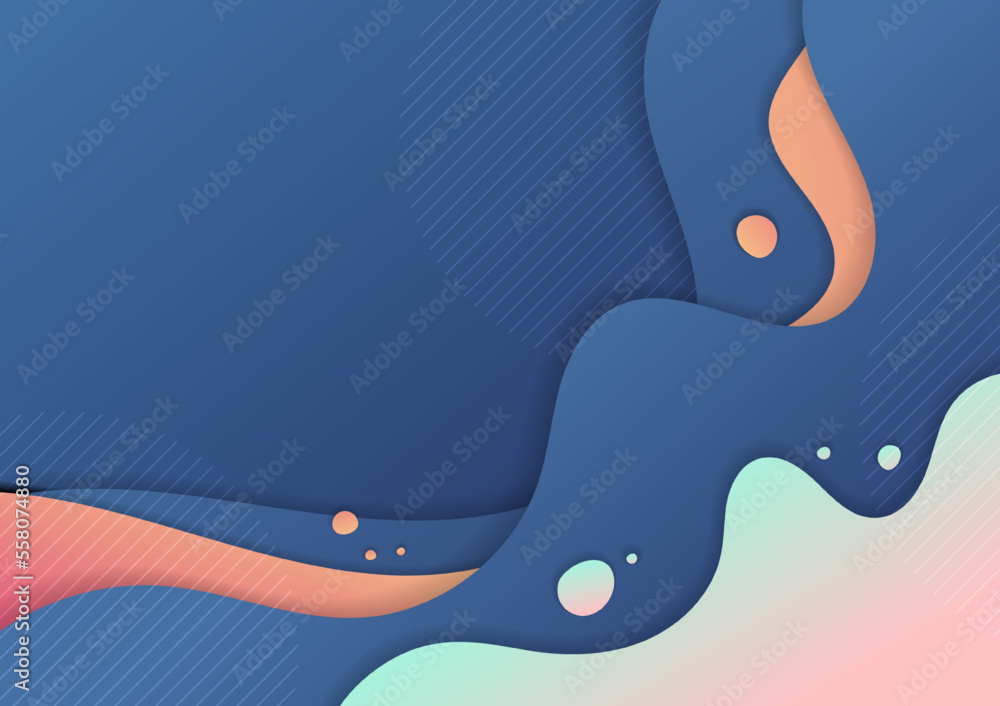 Poster abstract doodle template desigh with colorful style wavy template. overlapping with free hand shape 