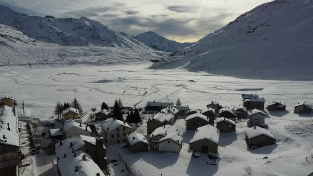 View of the village of Montespluga in the Italian Alps