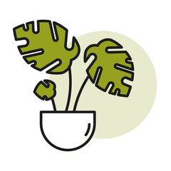 Cartoon flowerpot spot. Spring decoration. Plant floral design. Vector illustration. Stock image.