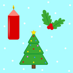 christmas tree icon. Santa ornament banner. Vector illustration. Stock image.