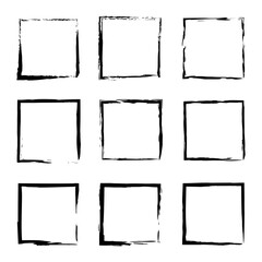 brush squares. Ink paint brush stain square. Grunge texture. Vector illustration. stock image.