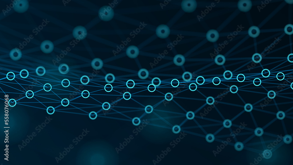 Poster honeycomb network concept. digital technological background. 3d rendering