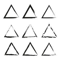 Brush triangles. Draw geometric shapes. illustration. stock image.