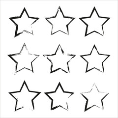 Black brush stars. Ink paint brush stain. Vector illustration. stock image.