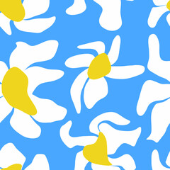 Fototapeta premium Abstract Hand Drawing Liquid Wavy Daisy Flowers Seamless Vector Pattern Isolated Background