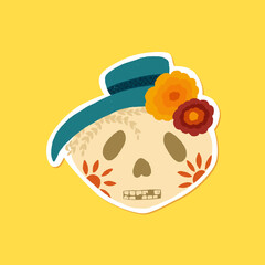 Day of the dead Mexican holiday skull sticker