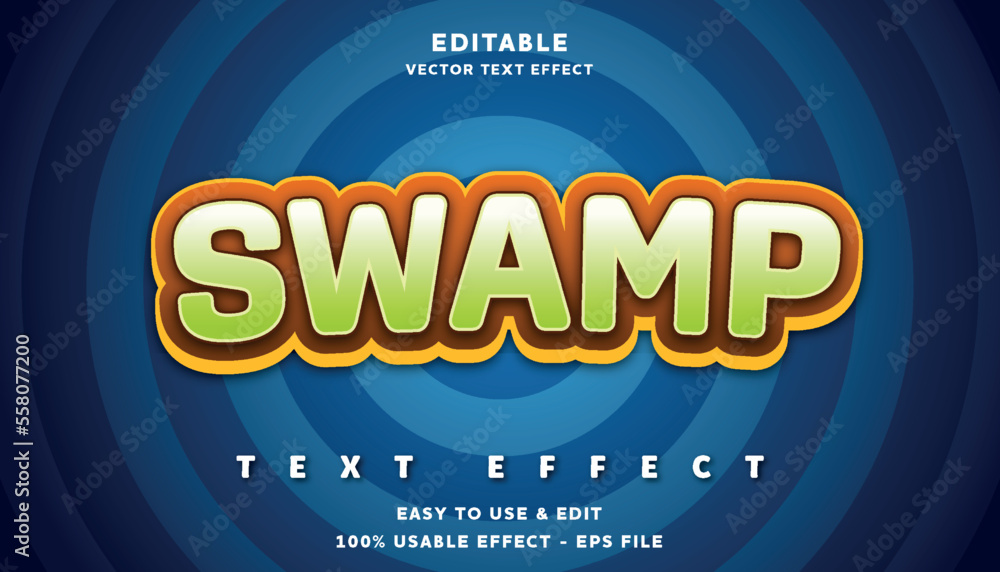 Poster editable swamp vector text effect with modern style design usable for logo or company campaign