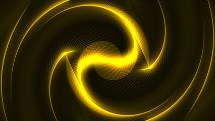 Yellow wave of particles. Background big data visualization futuristic technology.  Network connection structure.