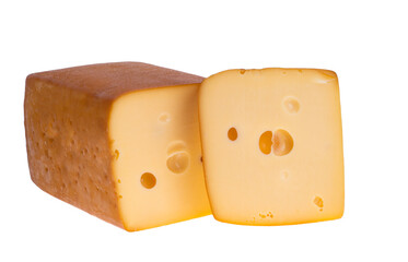 big piece of cheese isolated