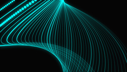 Naklejka premium Abstract 3d wave particle line. Digital dynamic wave of dots. Purple twist dot wave. Connecting background. Cyber big data flow.