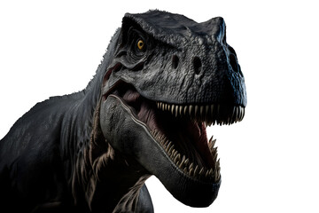 potrait close up of a tyrannosaurus-rex predator carnivorous dinosaur, isolated, white background, 3D Carnivorous reptile, Prehistoric t-rex hunter, illustration digital generative ai design art 