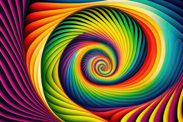 Colorful hypnotic spiral pattern as wallpaper background (Generative AI)