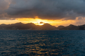 Couché de soleil aux iles vierges britanniques, Caraïbes