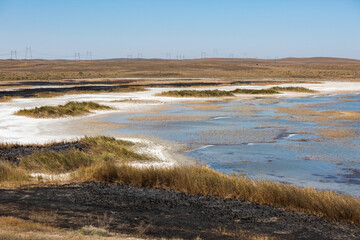 Lake Alakol autumn landscape. Kazakhstan