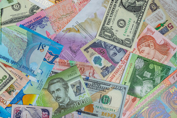 mix color american money as background
