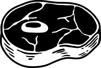 Illustration of a piece of meat for steak. Design element for poster, card, banner, emblem, sign. Vector illustration