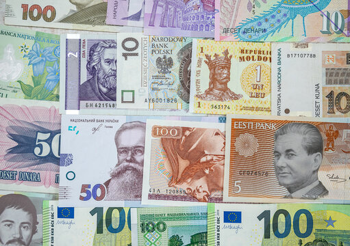 collection new and old european money. international currency