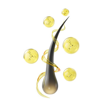 Nourish hair, Cosmetic shampoo serum. Hair damaged Repair concept. 3d rendering.