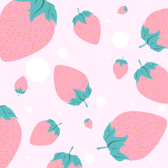 Pink pattern with strawberries. Vector illustration.