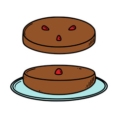 Nian gao, Chinese new year cake vector illustration. Chinese New year dessert niangao in doodle style.