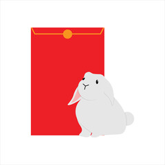 Lunar Year Bunny Illustration With Envelope