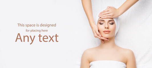 Beautiful and healthy brunette woman is getting massage treatment in spa salon. Spa, health and healing concept.