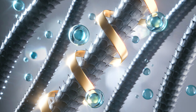 Hair treatment and Hair care Concept Background, Vitamin or Serum Shampoo,Damage hair Repair,3d rendering.