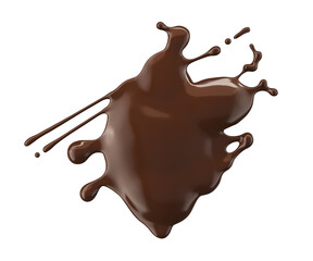 Melted dark chocolate dripping on white background, with clipping path 3D illustration.