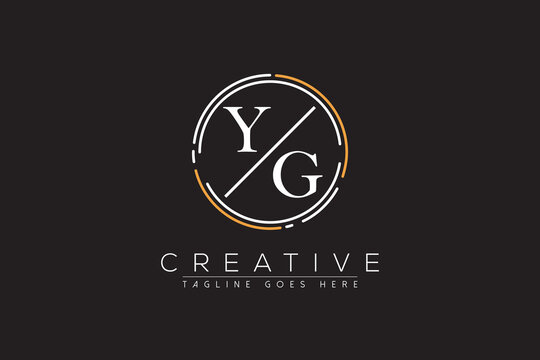 letter yg elegant and luxury Initial with circle frame minimal monogram logo design vector template