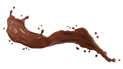 Chocolate isolated splashes wave. 3D render illustration - obrazy, fototapety, plakaty