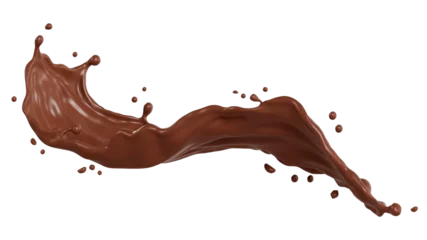 Zelfklevend Fotobehang Chocolate isolated splashes wave. 3D render illustration © Yoshikitaima