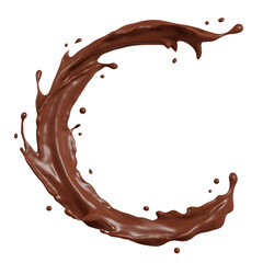 Chocolate isolated splashes wave. 3D render illustration