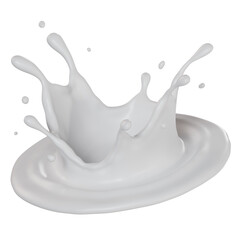 milk pouring down and making splashes. 3D render illustration