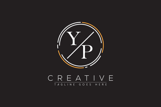 letter yp elegant and luxury Initial with circle frame minimal monogram logo design vector template