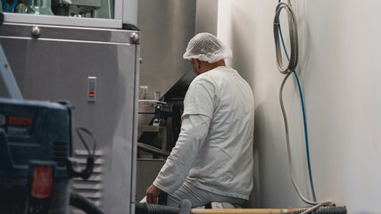 Fototapeta na wymiar Vitamin production factory stainless steel machines 