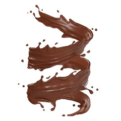 Chocolate isolated splashes spiral. 3D render illustration
